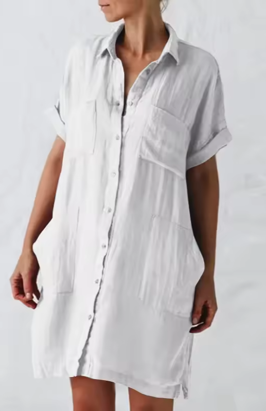 Robe Chemise Femme à Col Revers et Poches 6
