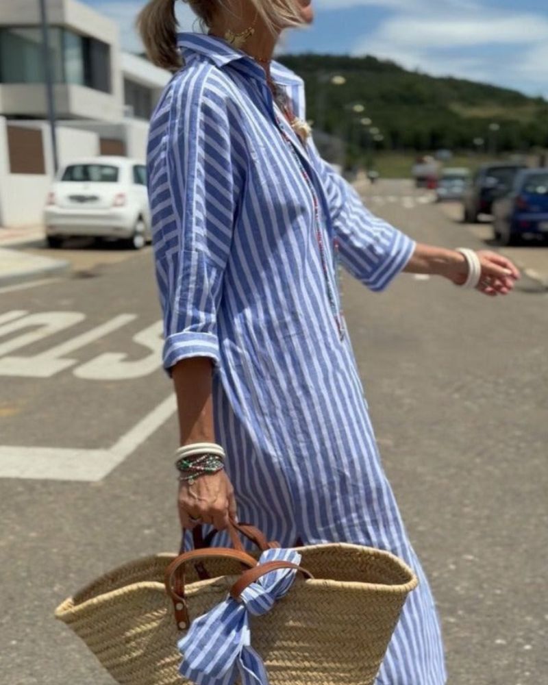 Robe Chemise Rayée pour Femmes Chic 2