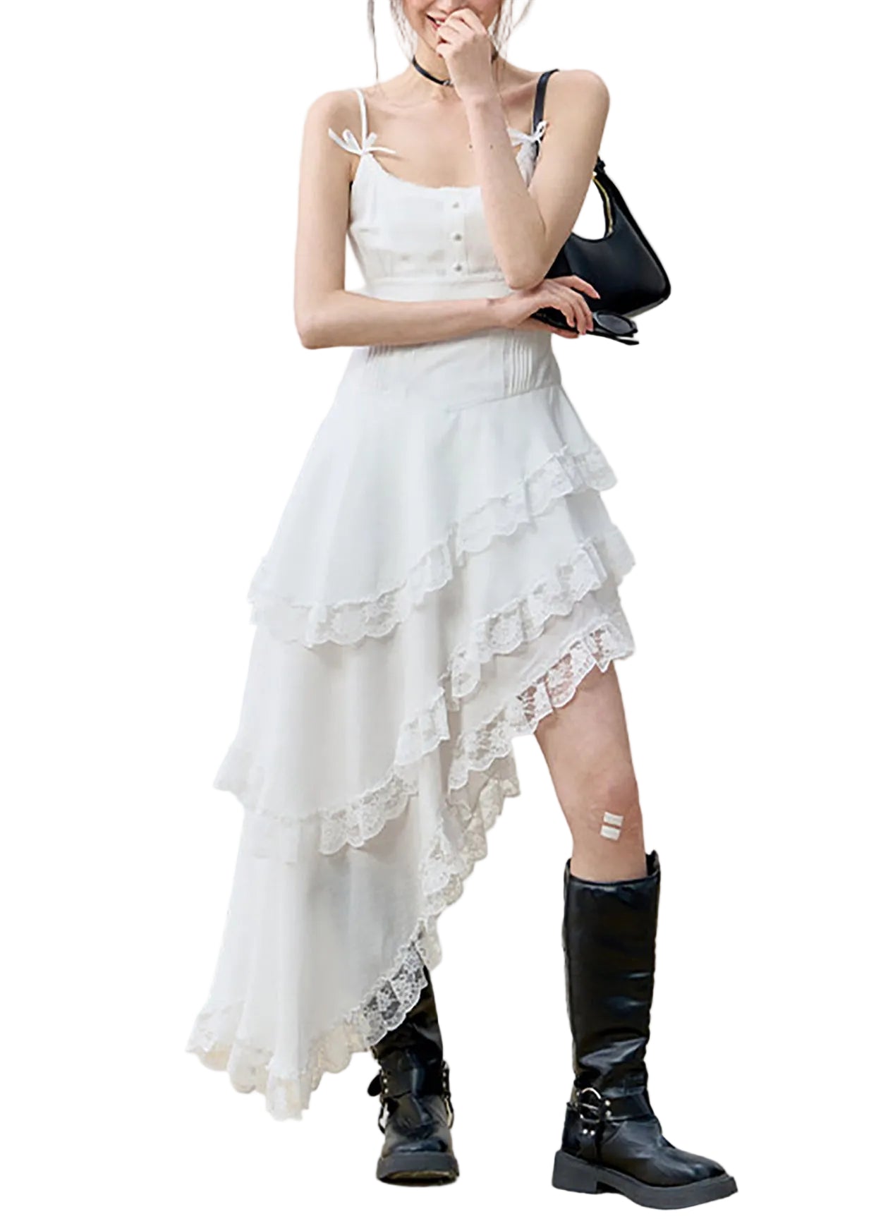 Robe D'Été Femme Asymétrique à Bretelles Fines Chic 0