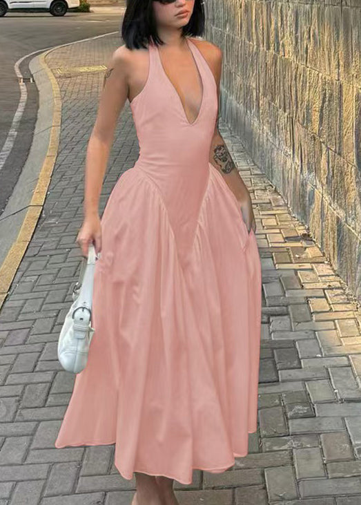 Robe D'Été Femme Col En V Licou Style Vacances Chic 1