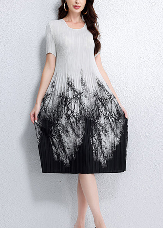 Robe D'Été Femme Effet Froissé Col Rond Chic 0