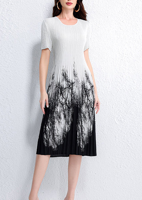 Robe D'Été Femme Effet Froissé Col Rond Chic 1