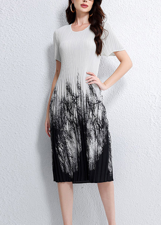 Robe D'Été Femme Effet Froissé Col Rond Chic 2