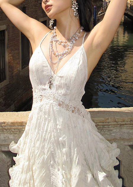 Robe D'été Femme Bohème Col En V Avec Dentelle Patchwork 4