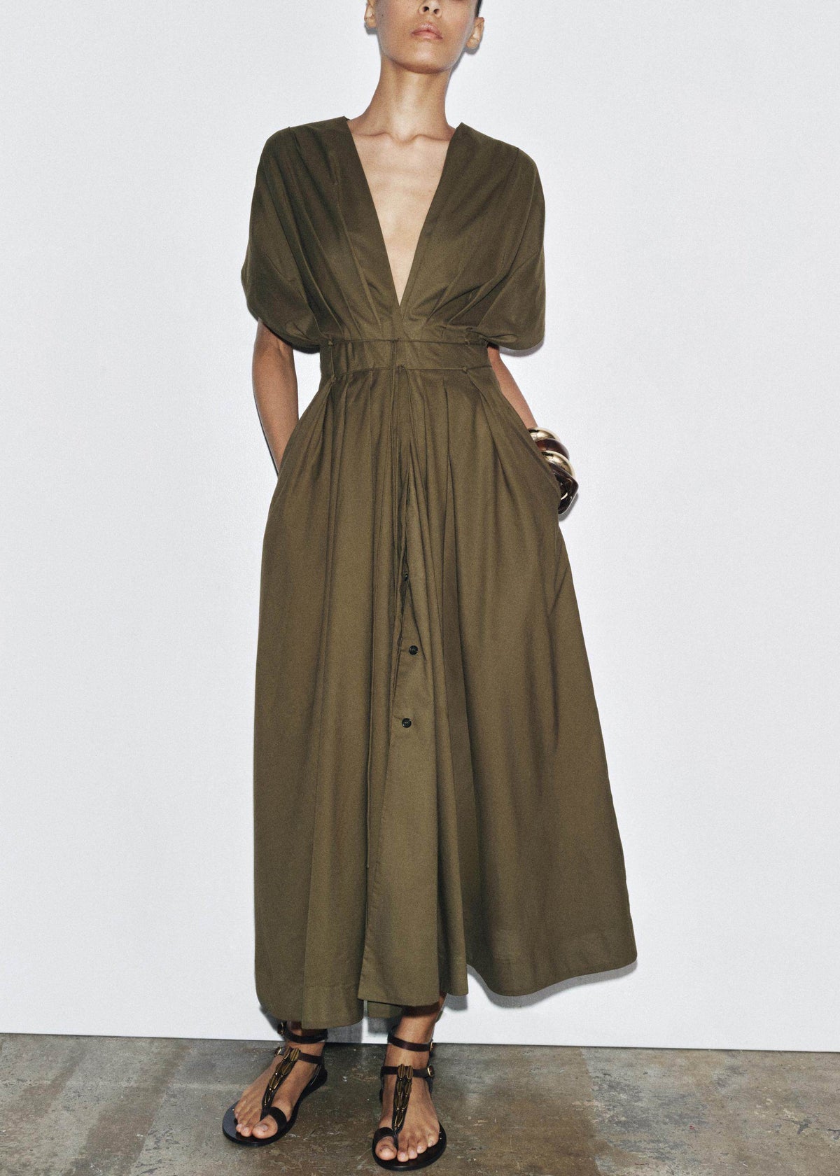 Robe D'été Femme Col En V À Lacets Chic 0