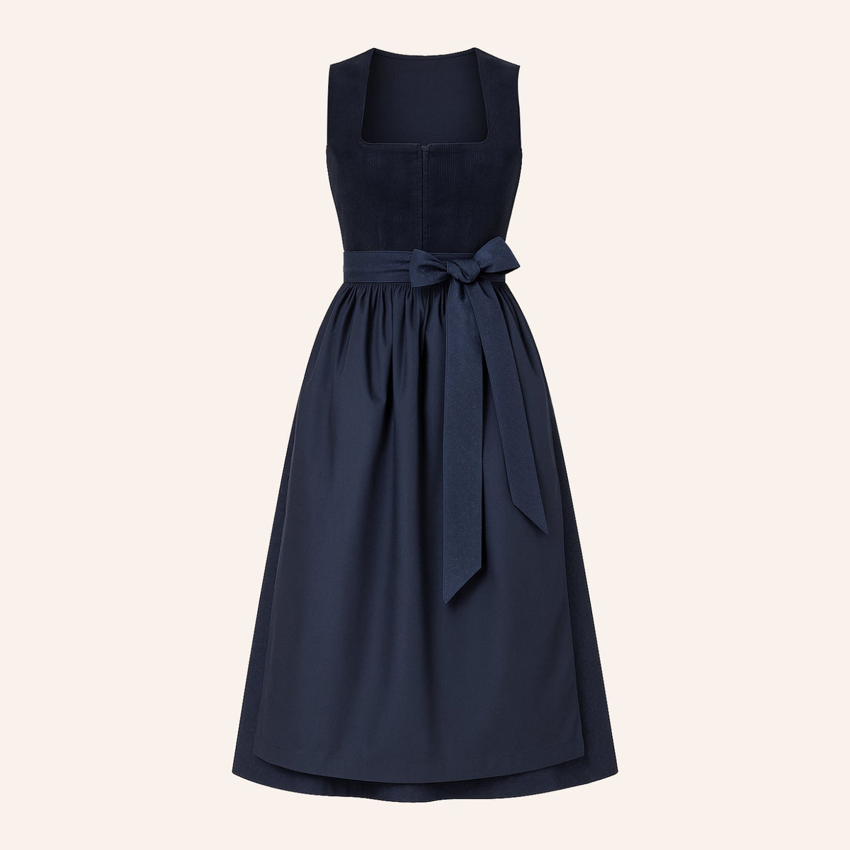 Robe Dirndl Femme Marinebleu Traditionnelle Tissu Léger avec Schürze 1