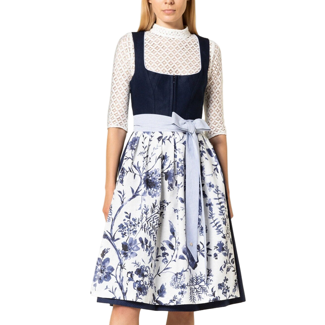 Robe Dirndl Femme Sans Manches Tissu de Qualité avec Jupon Ample 0
