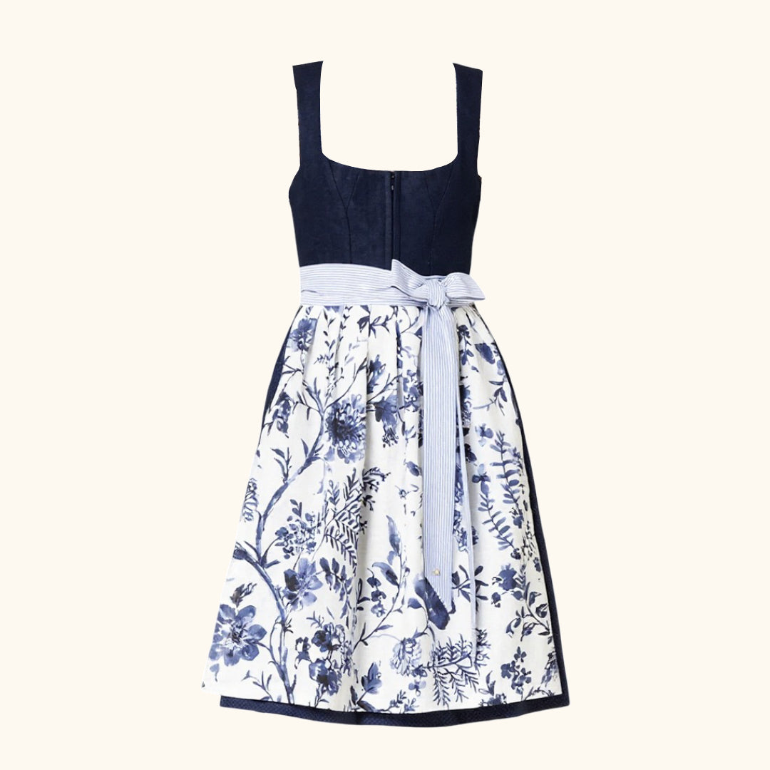 Robe Dirndl Femme Sans Manches Tissu de Qualité avec Jupon Ample 1