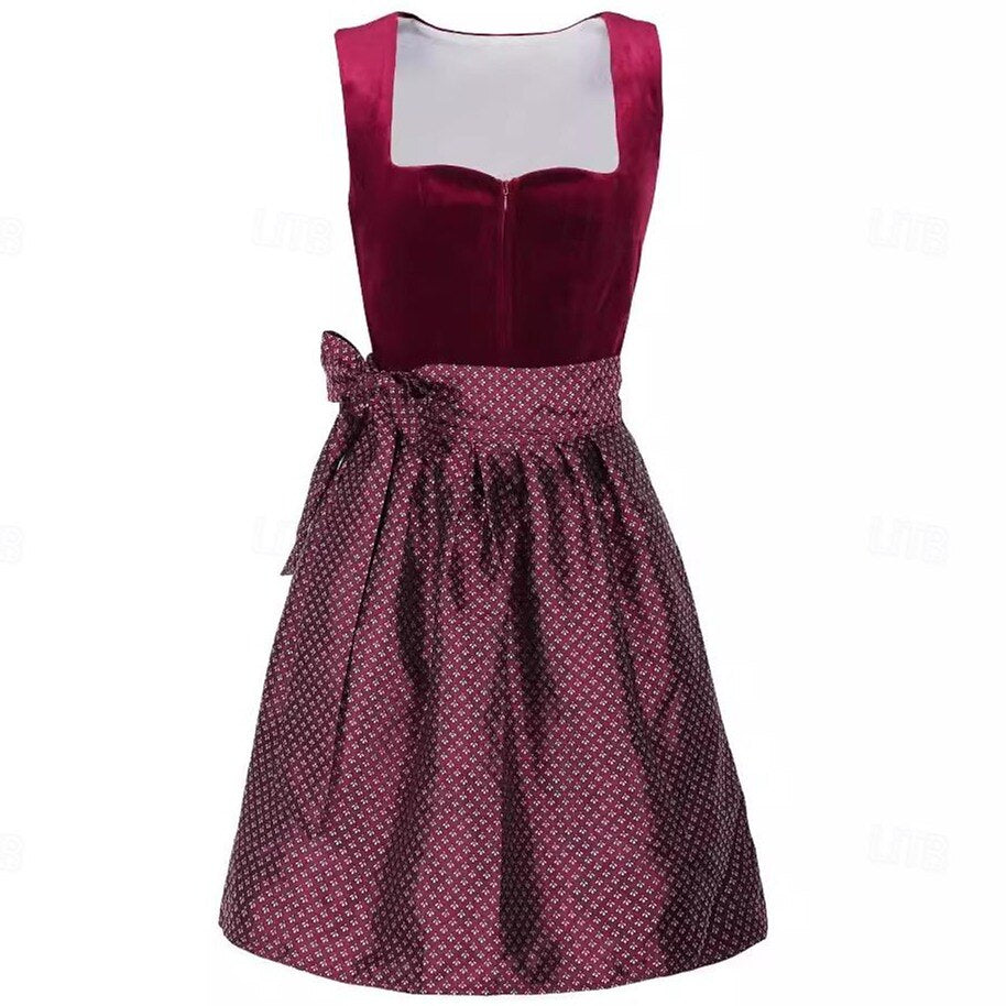 Robe Dirndl Noire Brodée en Tissu pour Femmes 1