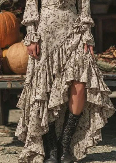 Robe Femme Ajustée Asymétrique Col en V Manches Longues 4