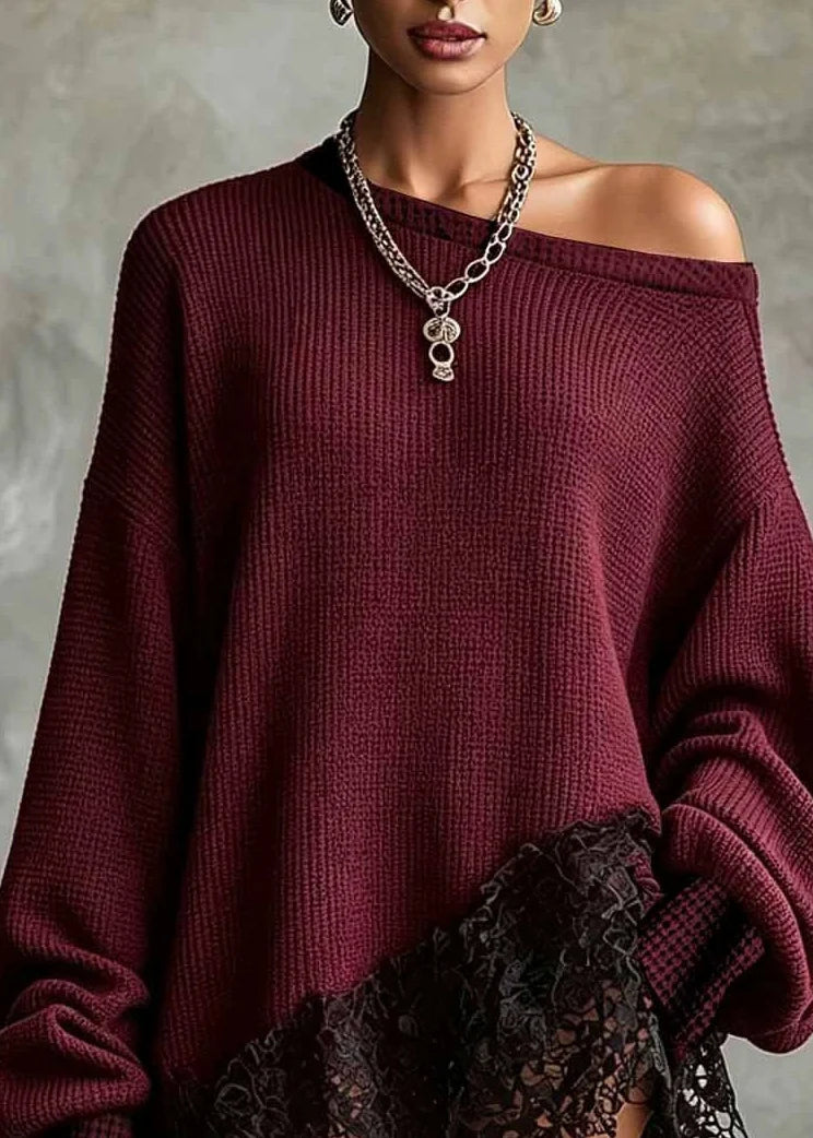 Robe Femme Ample Asymétrique Bordeaux Automne 2