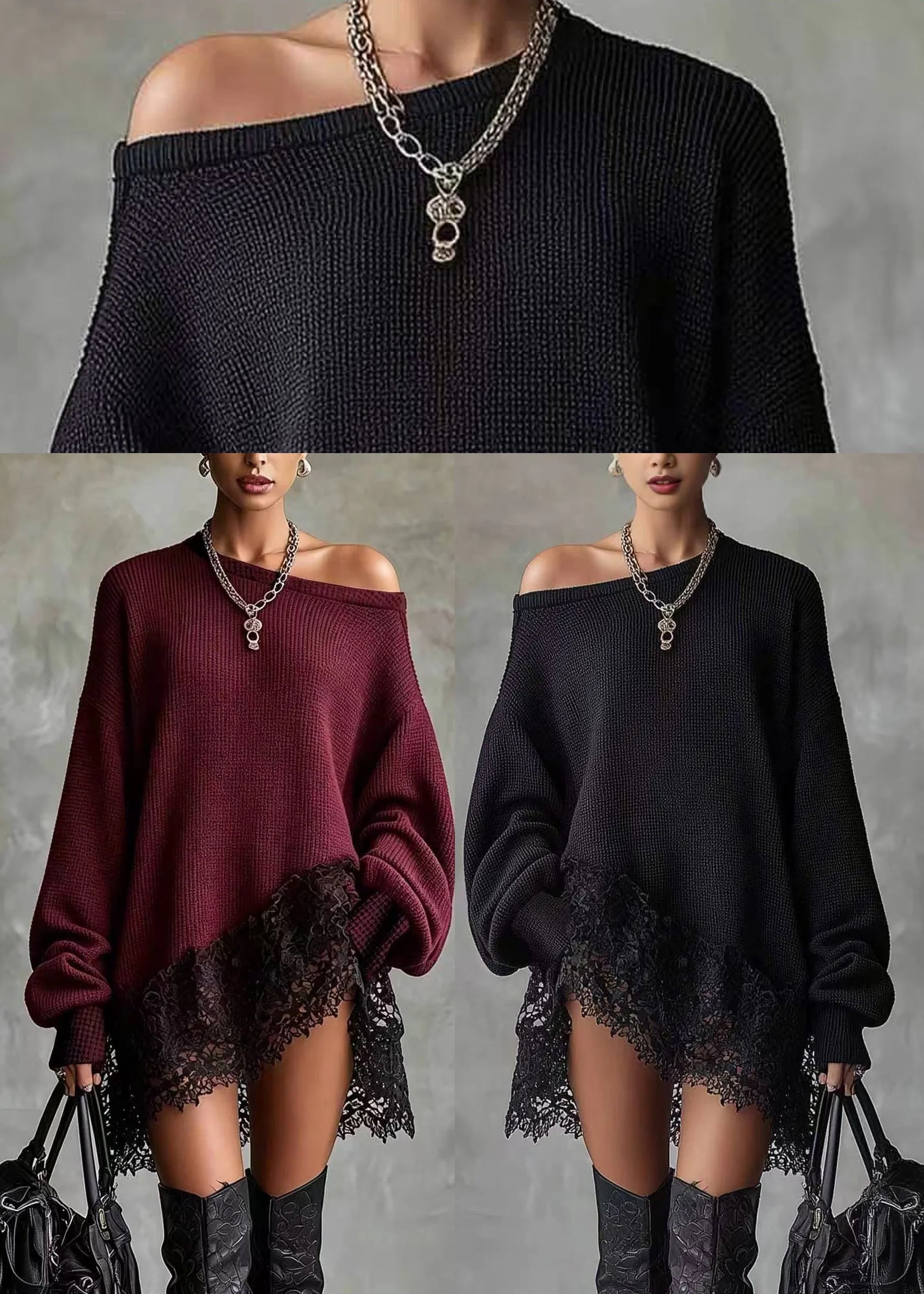 Robe Femme Ample Asymétrique Bordeaux Automne 4