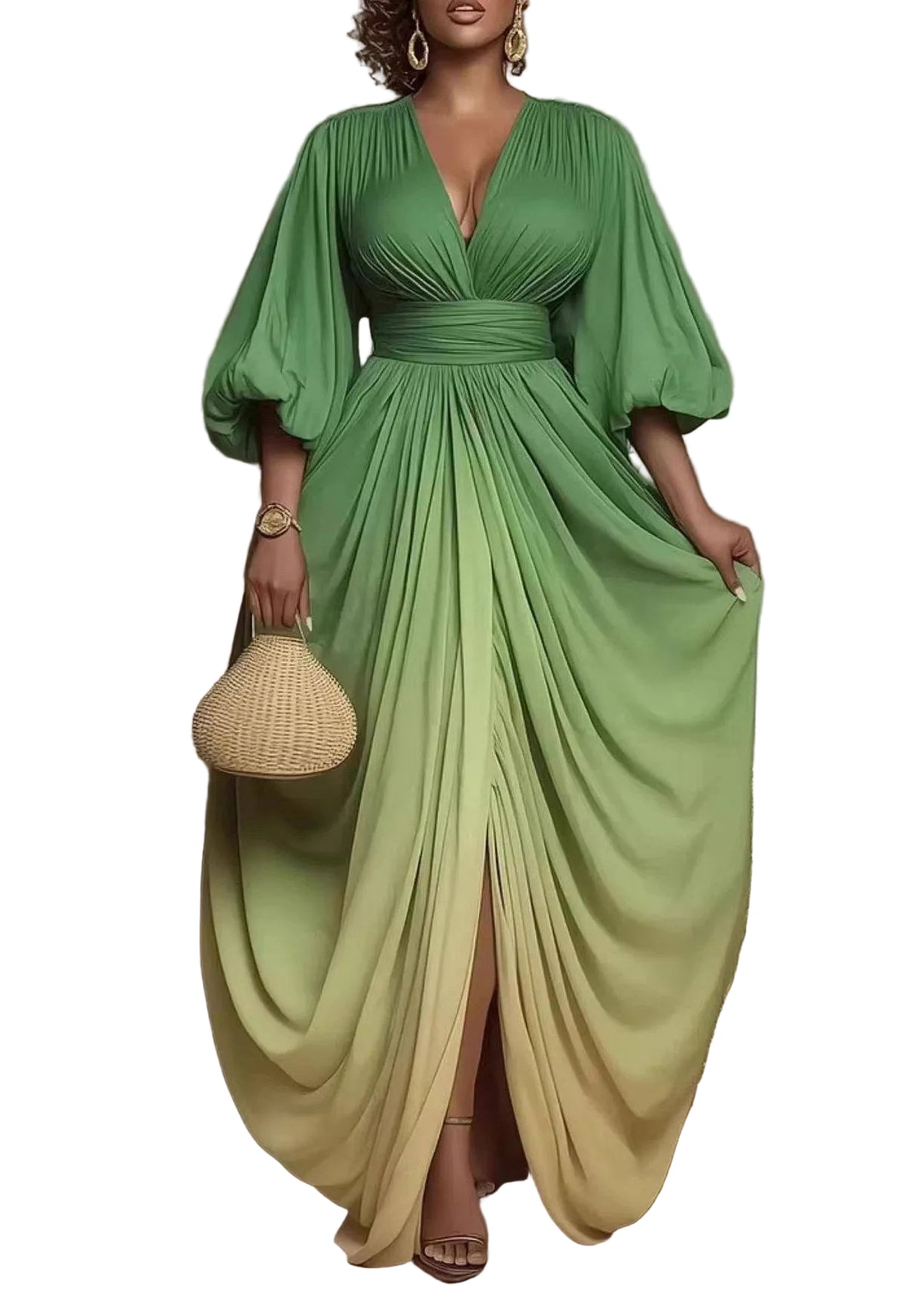 Robe Femme Asymétrique À Manches Bouffantes 0