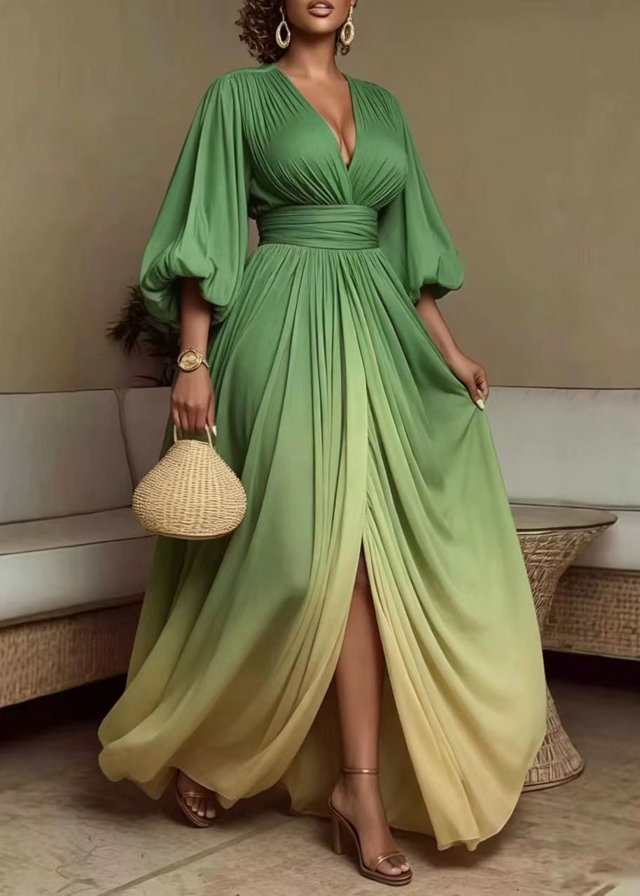 Robe Femme Asymétrique À Manches Bouffantes 1