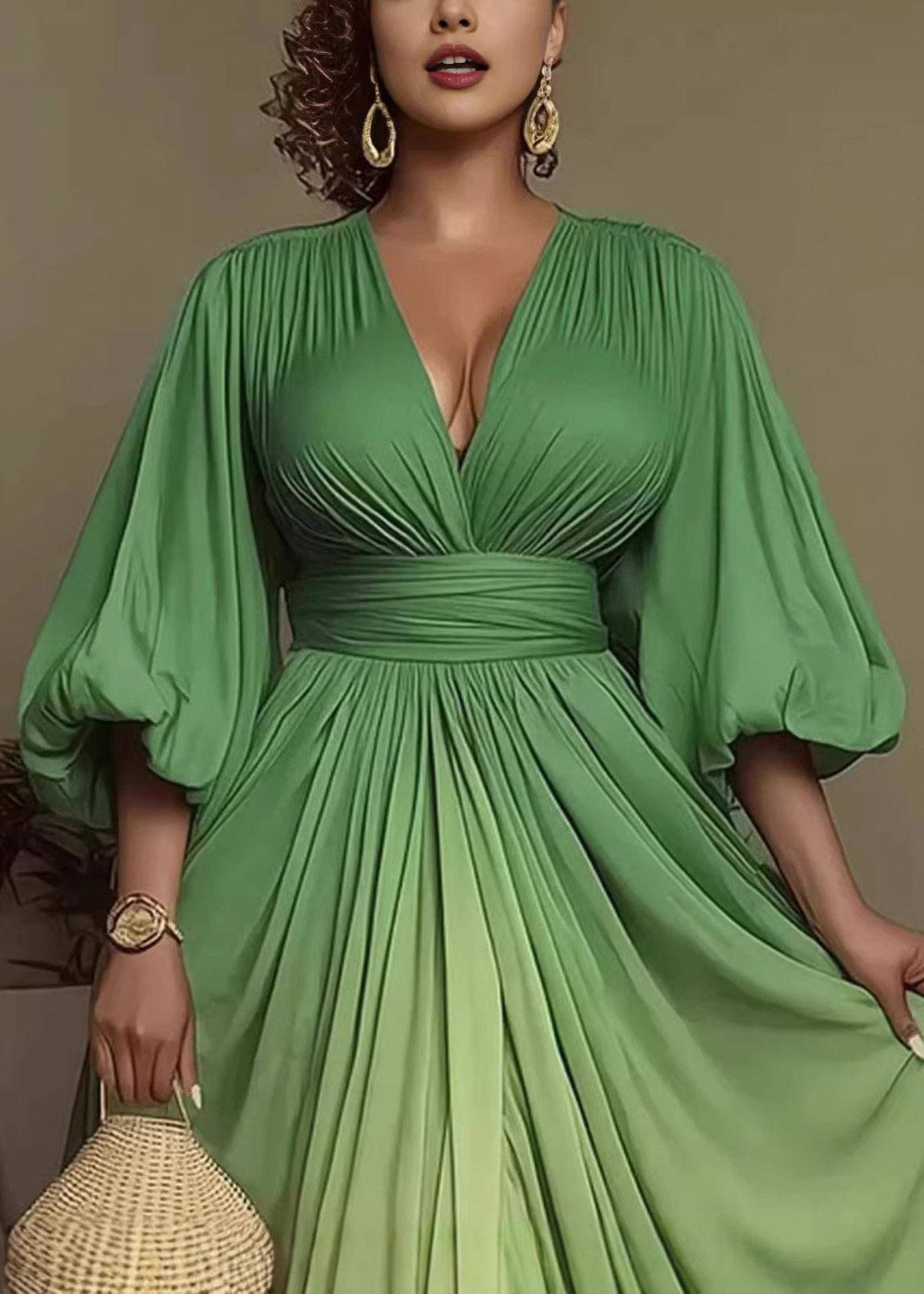 Robe Femme Asymétrique À Manches Bouffantes 3