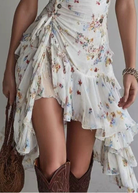 Robe Femme Asymétrique Sans Manches Imprimée 4