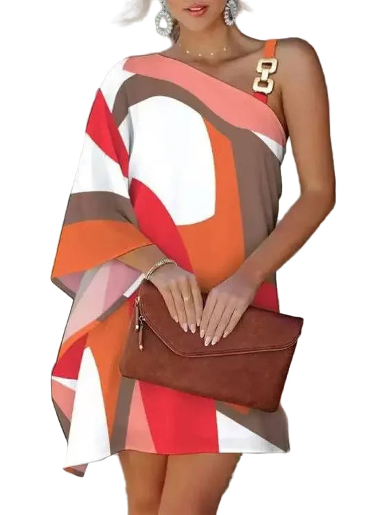 Robe Femme Asymétrique à Épaule Décontractée 0
