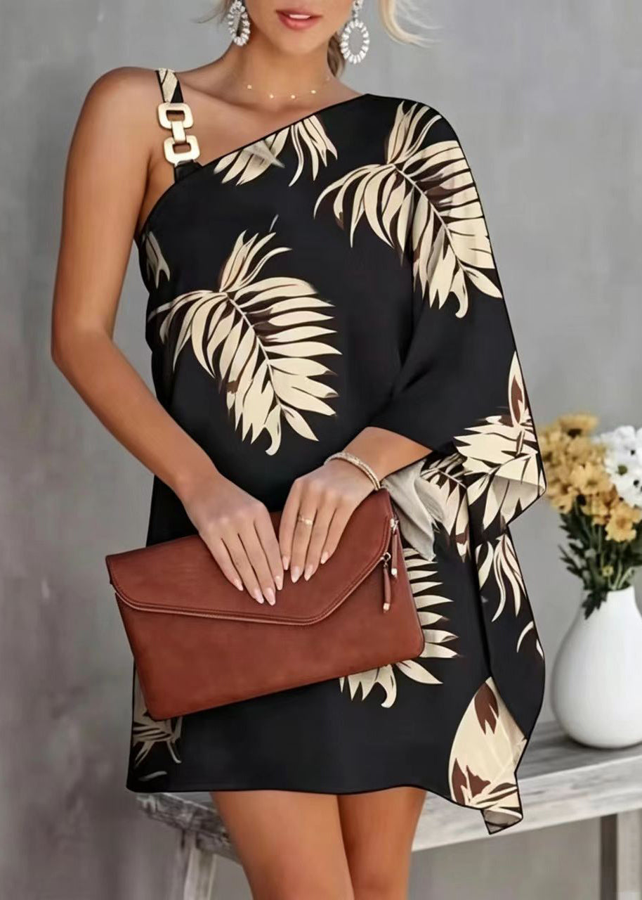 Robe Femme Asymétrique à Épaule Décontractée 1