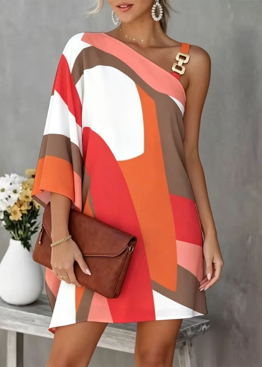 Robe Femme Asymétrique à Épaule Décontractée 3
