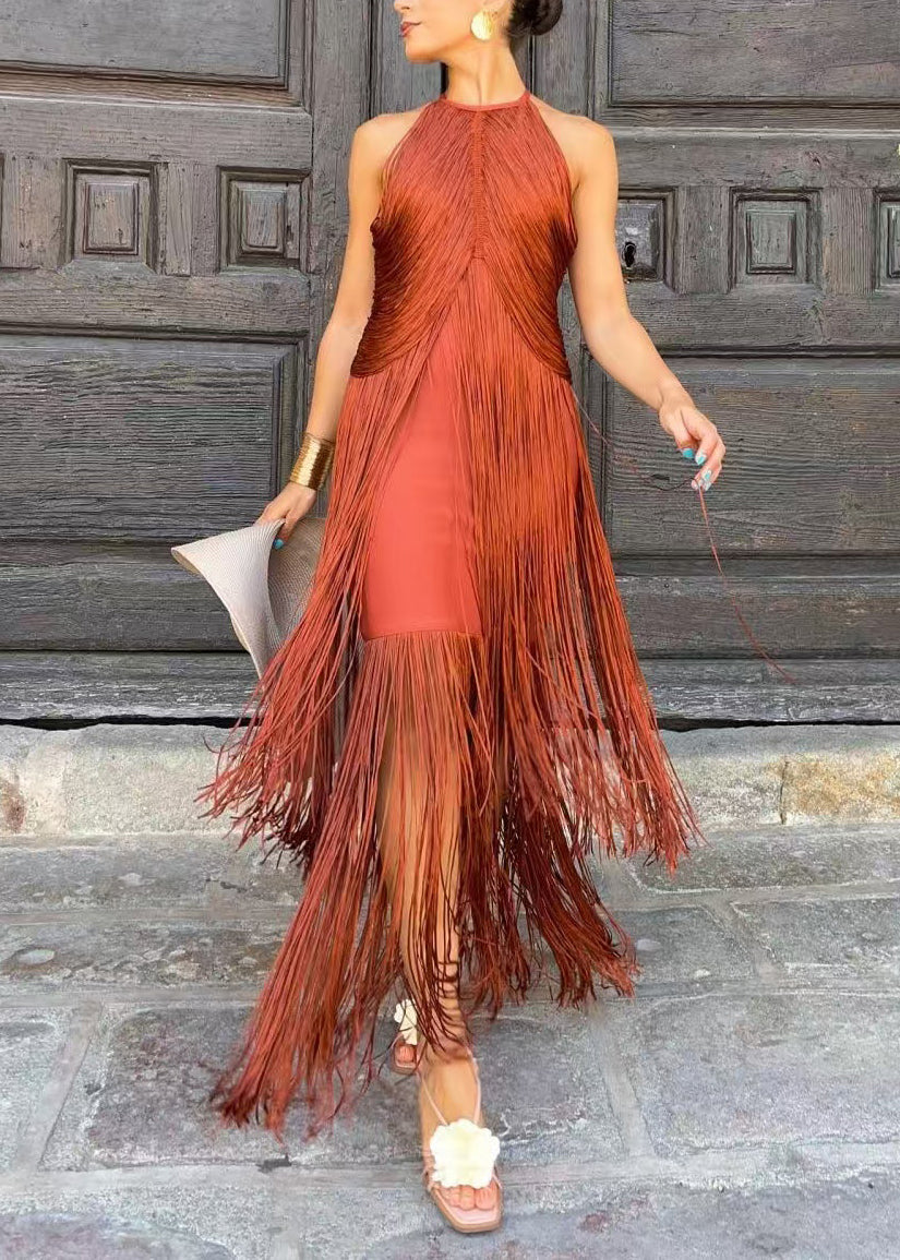 Robe Femme Bohème Sans Manches à Pampilles 1