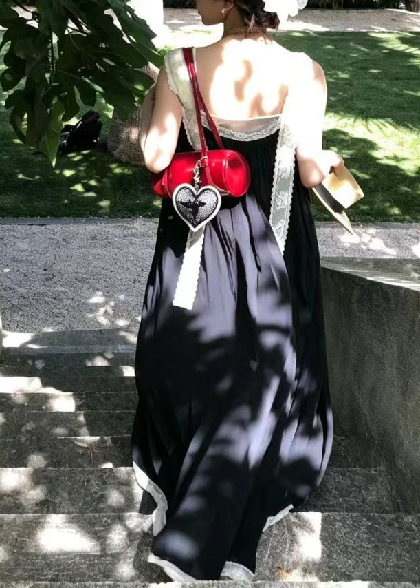 Robe Femme Boho Col en V Patchwork Sans Manches 1