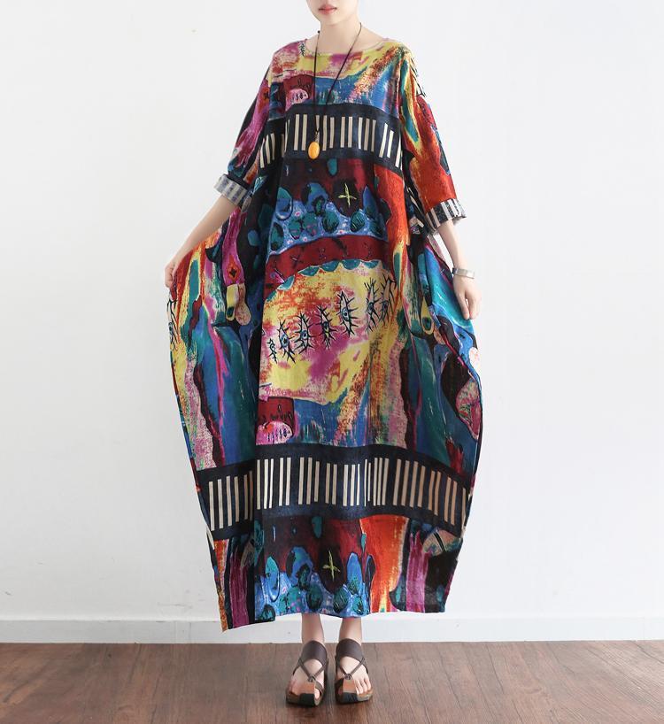 Robe Femme Caftan Imprimé Oversize Automne 1