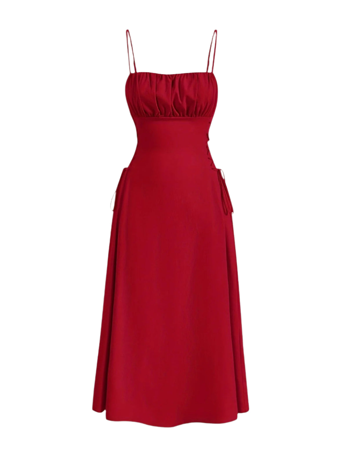 Robe Femme Cami Décolleté Carré Dos Nu Détails Froncés Tissu Doux 0