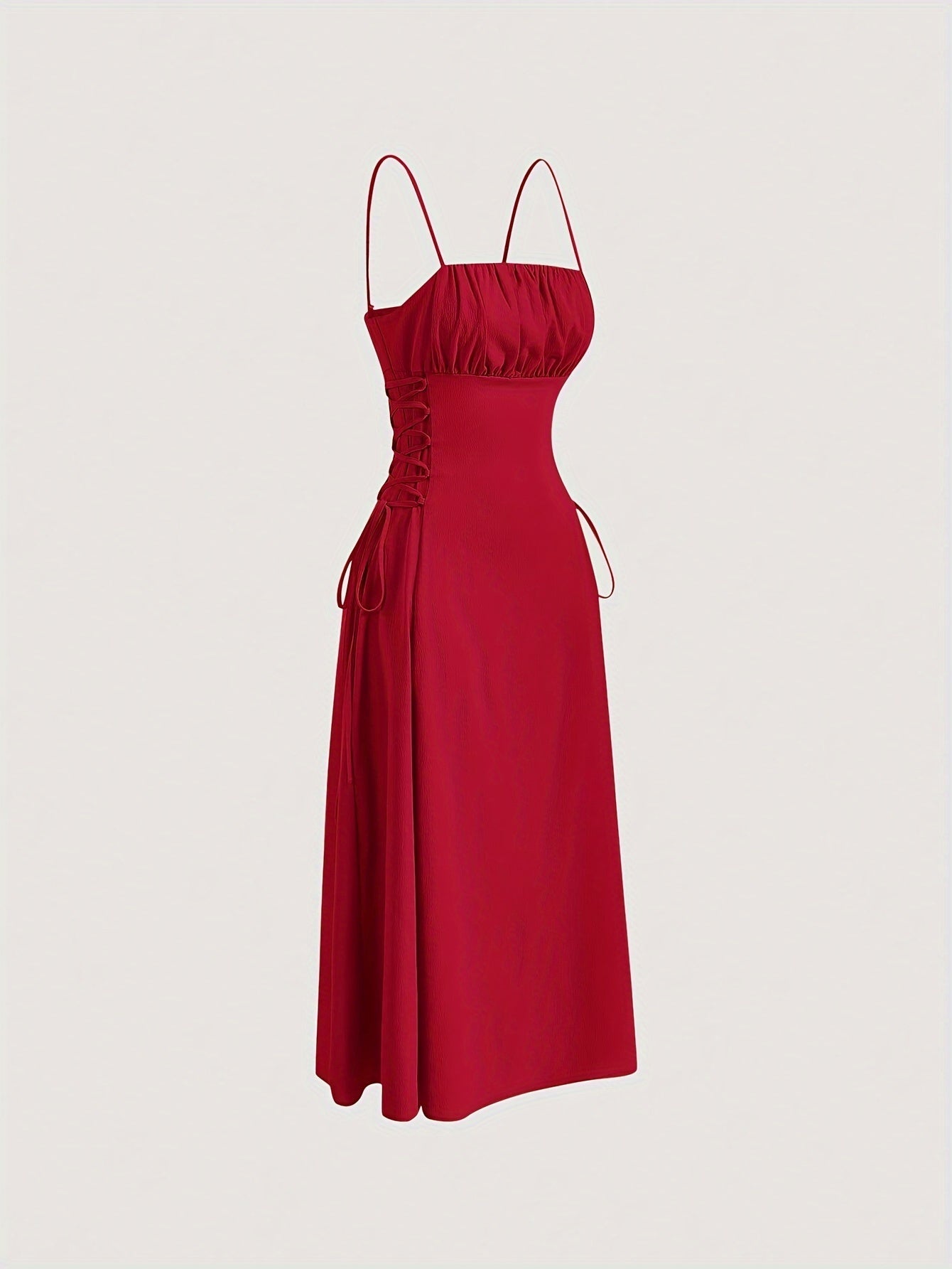 Robe Femme Cami Décolleté Carré Dos Nu Détails Froncés Tissu Doux 1