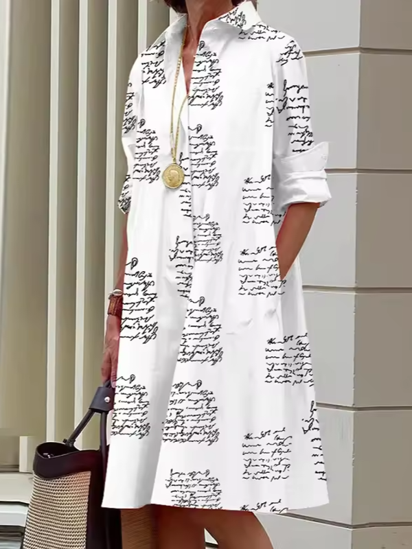 Robe Femme Chemise Décontractée Mi-Mollet en Polyester 5