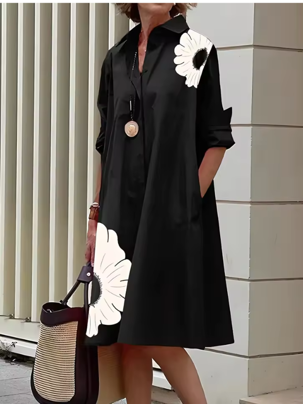 Robe Femme Chemise Décontractée Mi-Mollet en Polyester 6