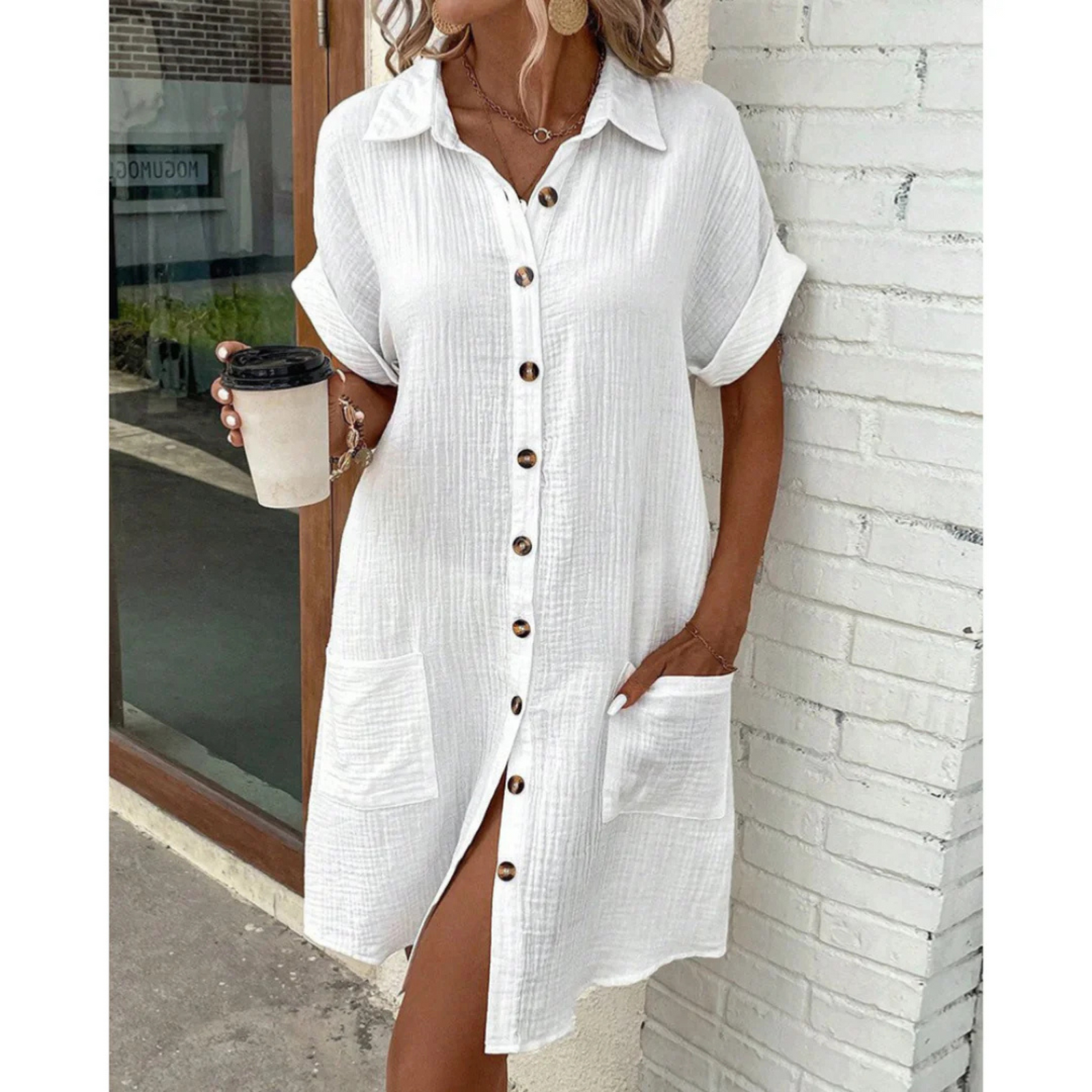 Robe Femme Chemise Polyvalente Chic 0