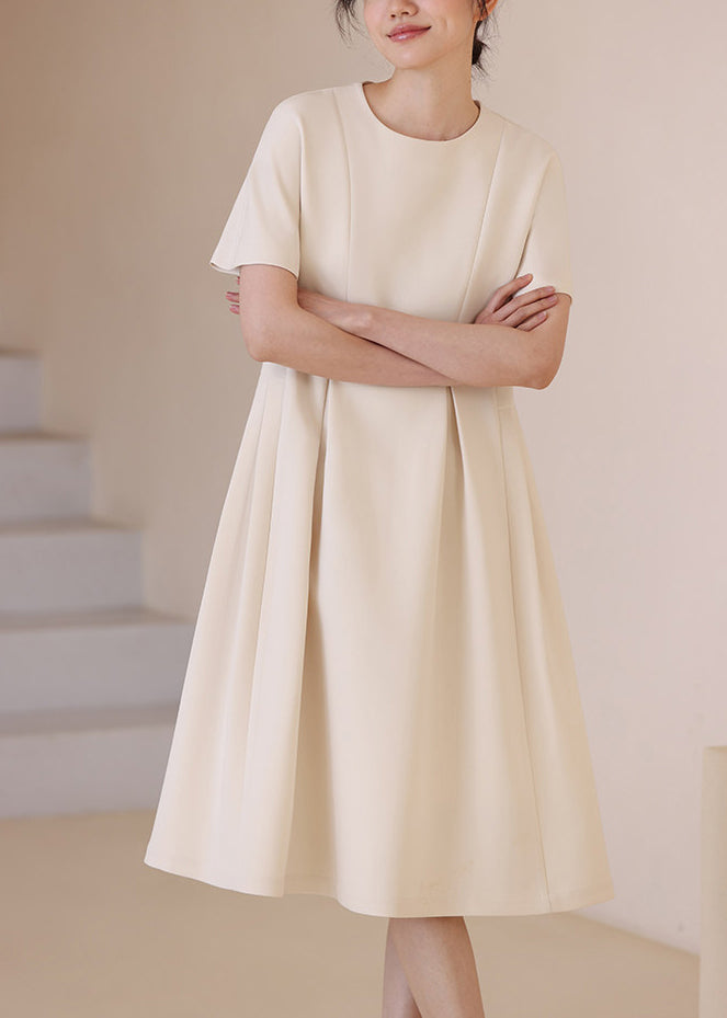 Robe Femme Col Rond Ourlet Large Manches Courtes 4