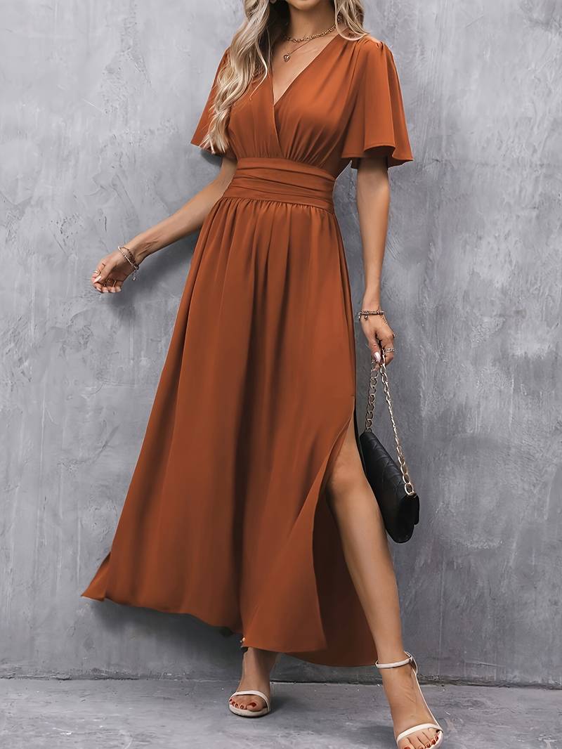 Robe Femme Col Volanté et Taille Plissée 1