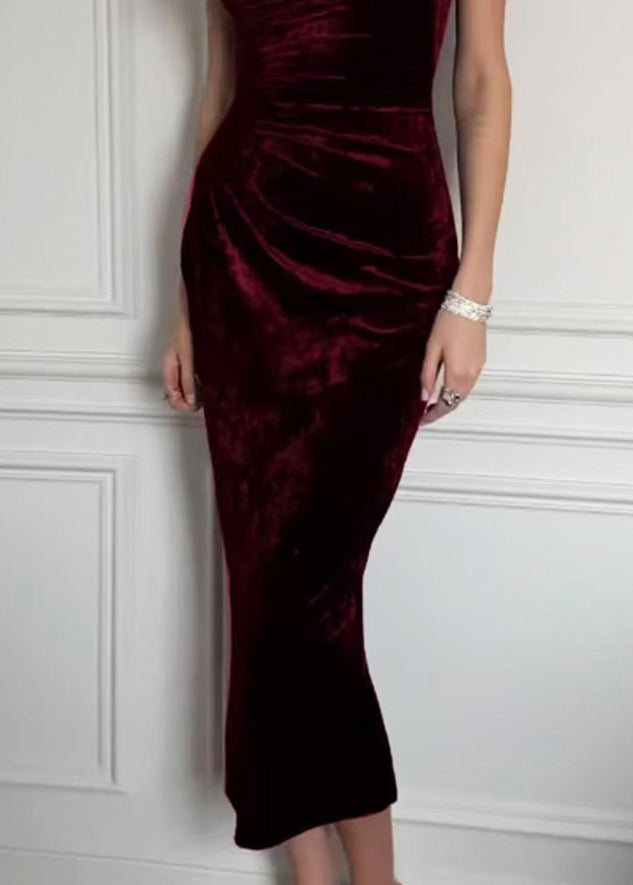 Robe Femme Coupe Ajustée Col Rond Fendue au Dos 3