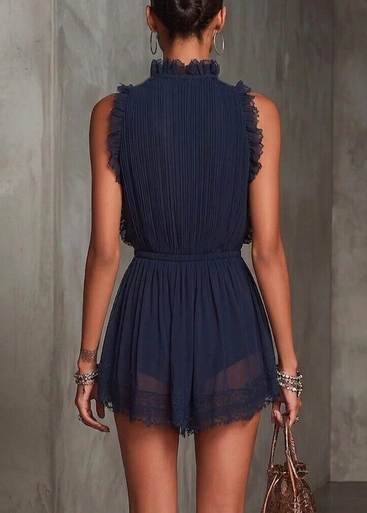 Robe Femme Courte À Volants Col En V Sans Manches 2