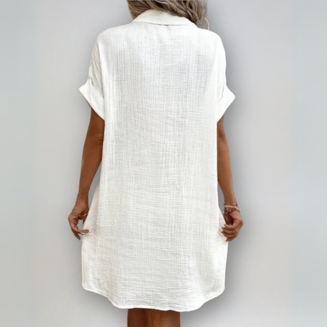 Robe Femme Courte Élégante Tissu Doux à Manches Courtes 1