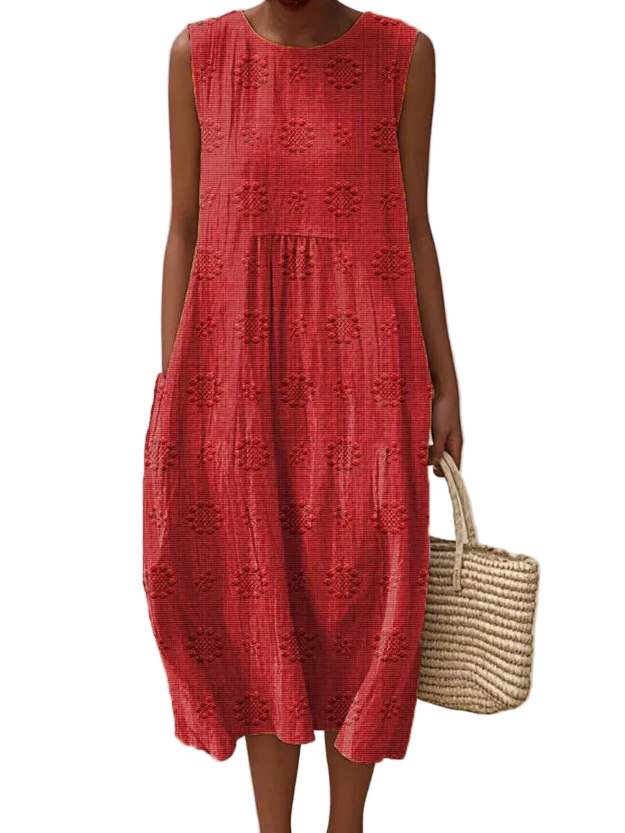 Robe Femme Décontractée Sans Manches avec Poches Fonctionnelles 4