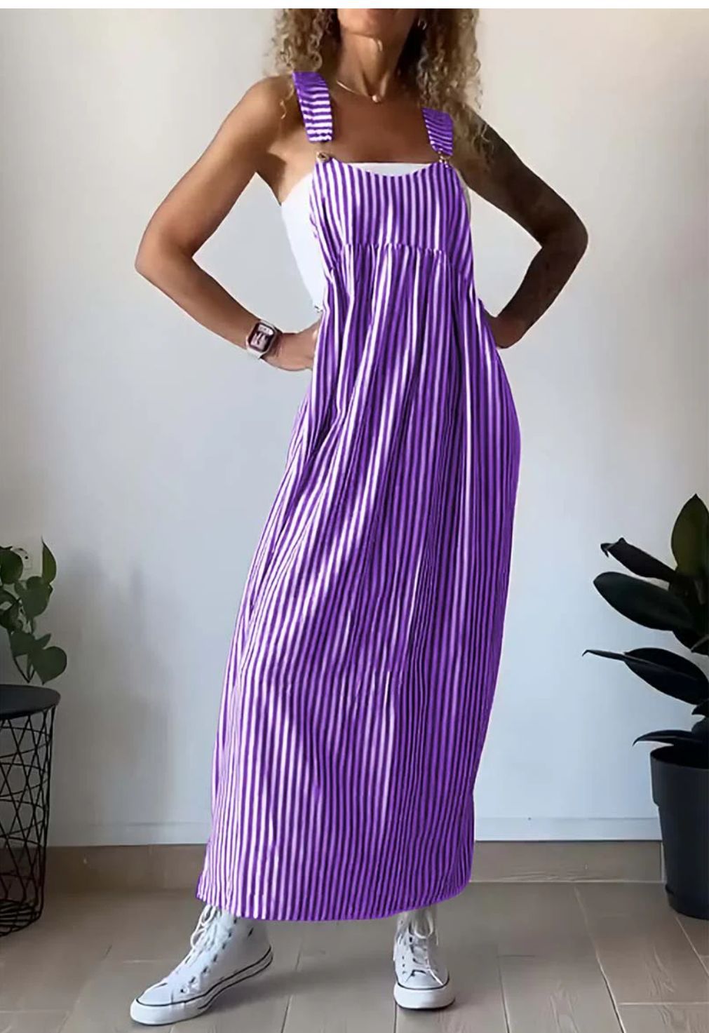 Robe Femme Décontractée à Rayures Midi 1
