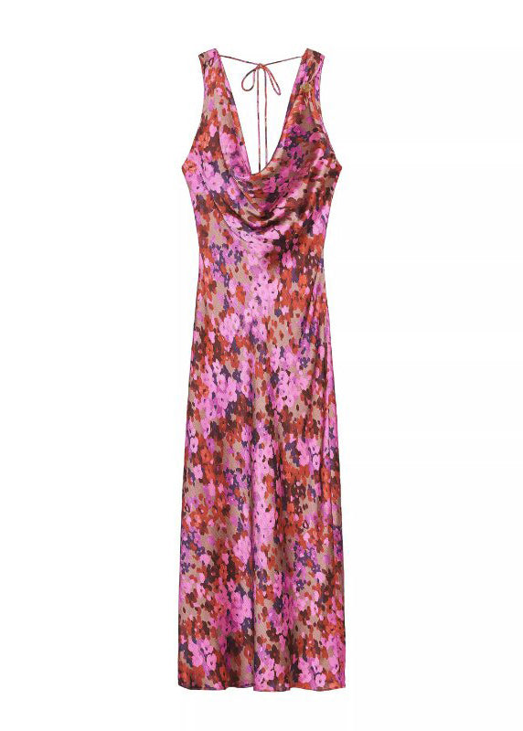 Robe Femme Dos Nu à Lacets Imprimée Sans Manches 4