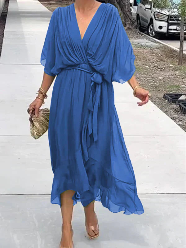 Robe Femme Fluide Col en V Pour Soirée 2