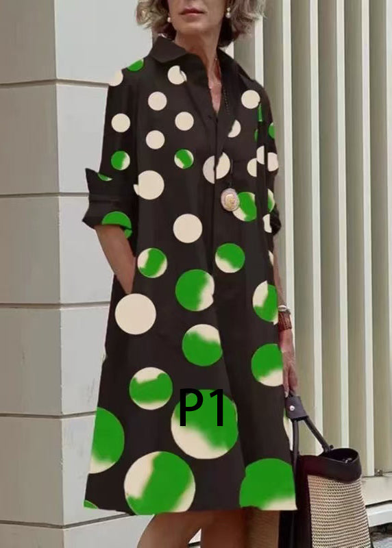 Robe Femme Imprimée à Col Claudine Manches Longues 0