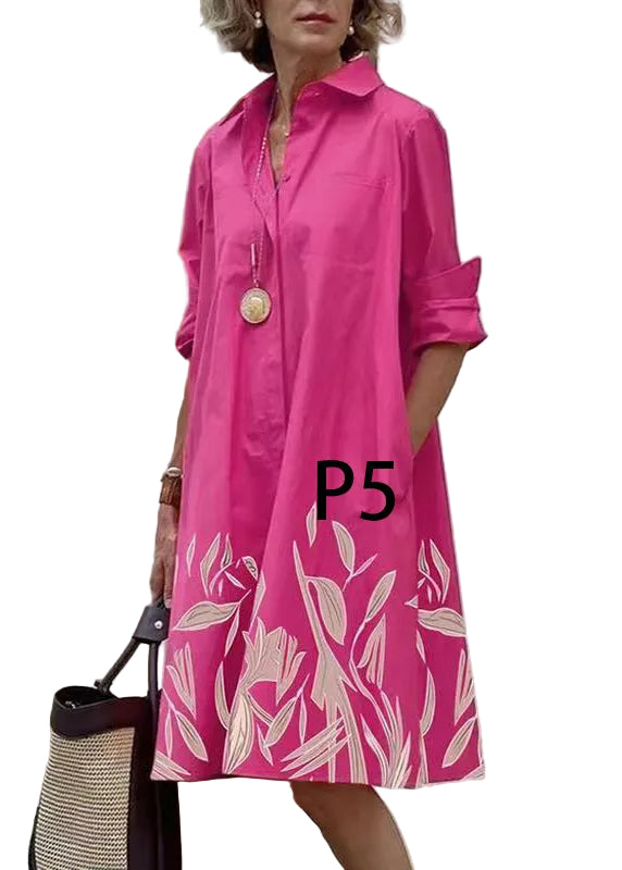 Robe Femme Imprimée à Col Claudine Manches Longues 4