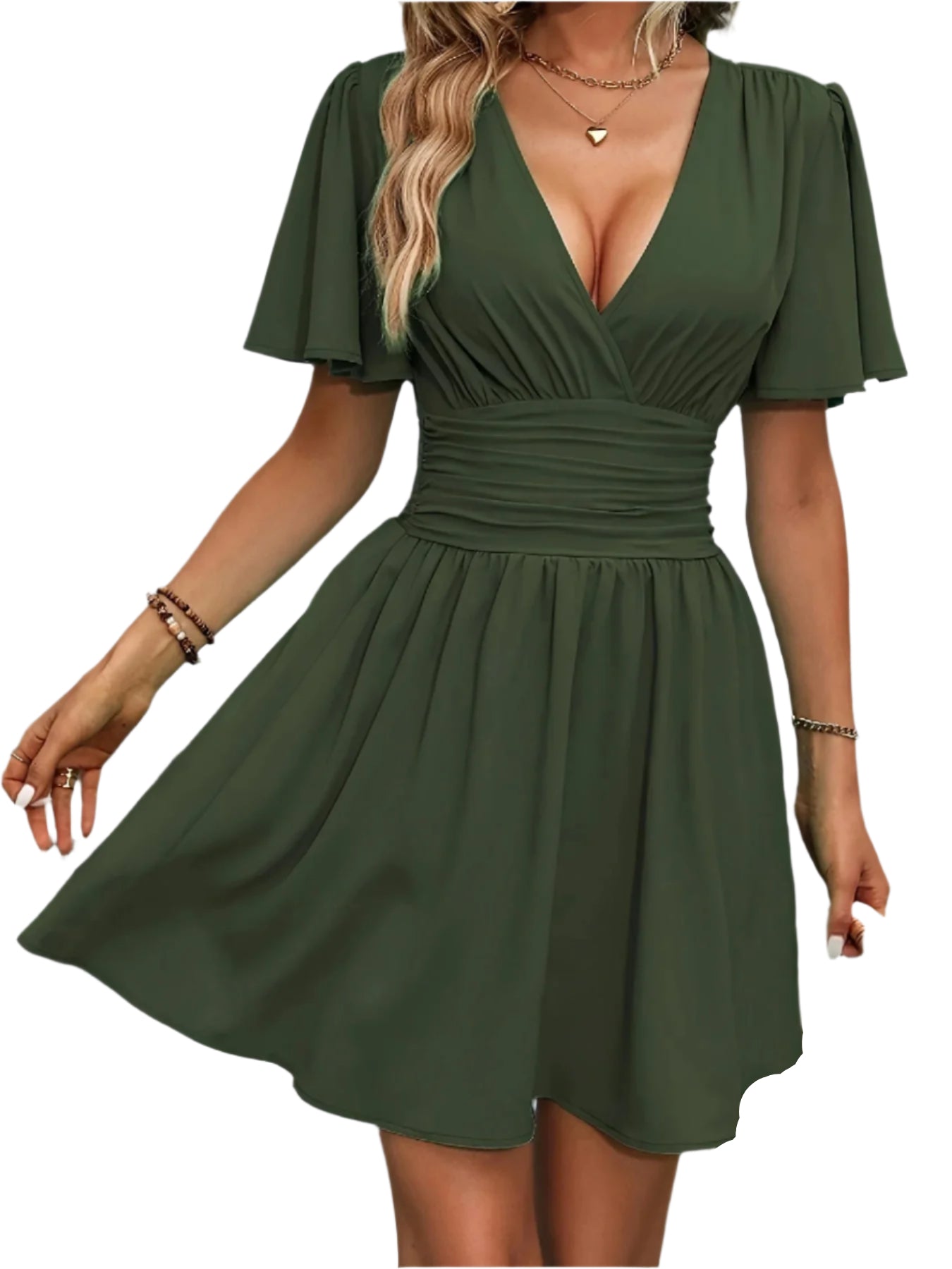 Robe Femme Longue Décolleté en V Tissu Résistant 0