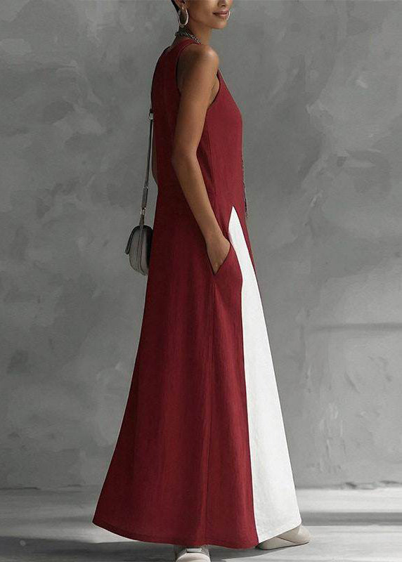 Robe Femme Longue Patchwork Sans Manches avec Poches 2