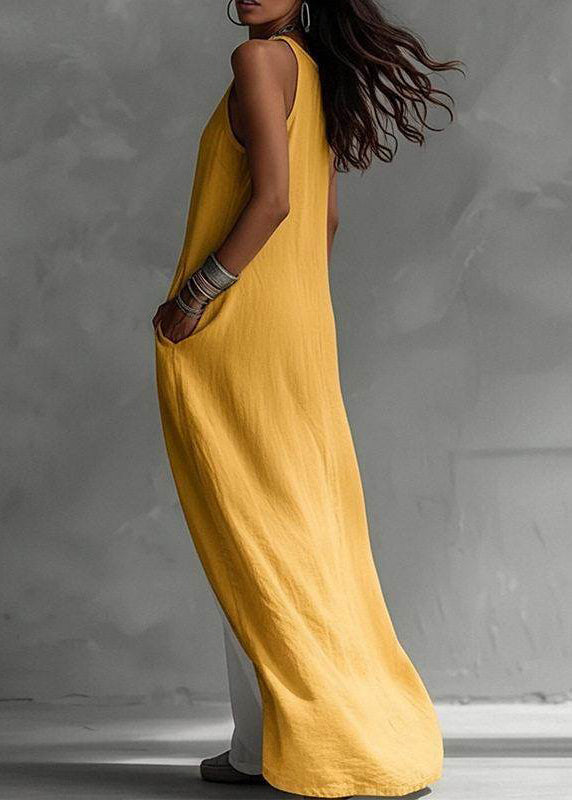Robe Femme Longue Patchwork Sans Manches avec Poches 3