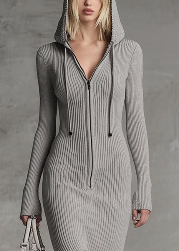Robe Femme Longue à Capuche Patchwork Manches Longues 3