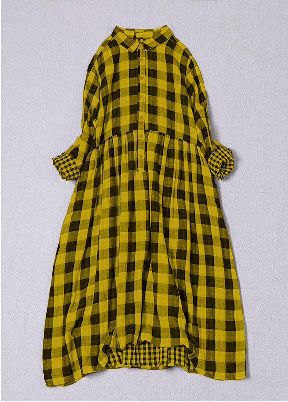 Robe Femme Longue à Poches Col Peter Pan Tartan Noir et Blanc 7