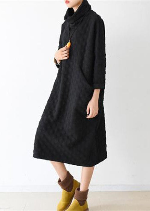 Robe Femme Manches Longues Col Haut Style Caftan Automne Hiver 2