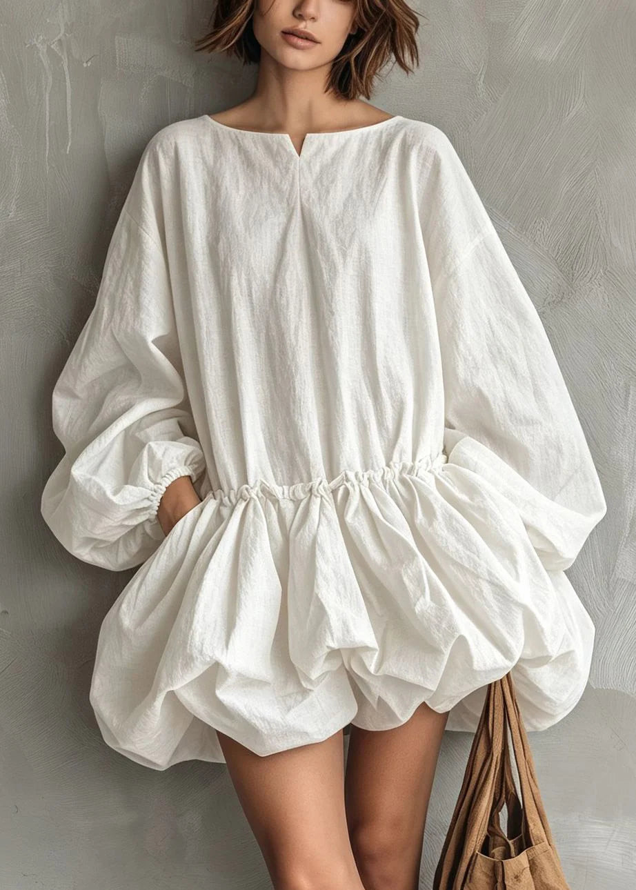 Robe Femme Mi-Longue à Volants et Manches Lanternes 2