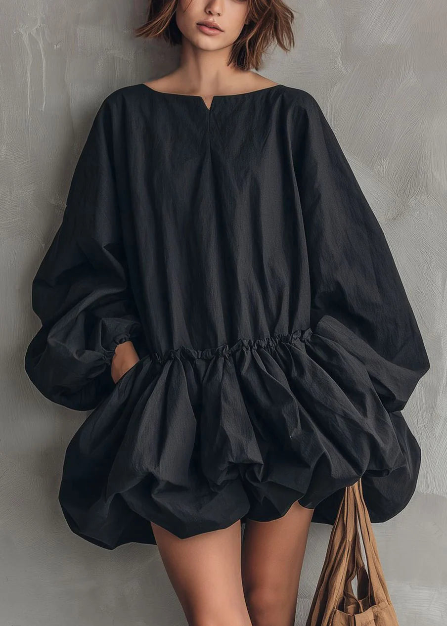 Robe Femme Mi-Longue à Volants et Manches Lanternes 4